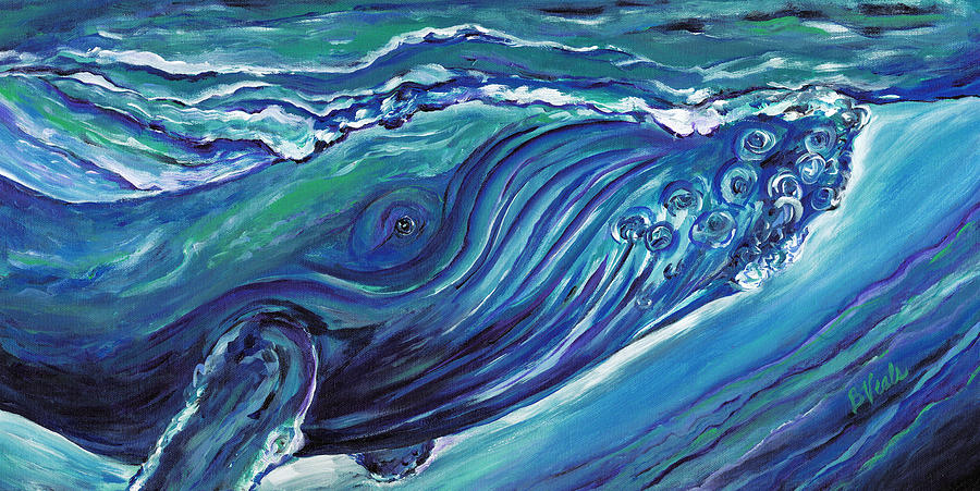 Whale Action Painting by Bev Veals