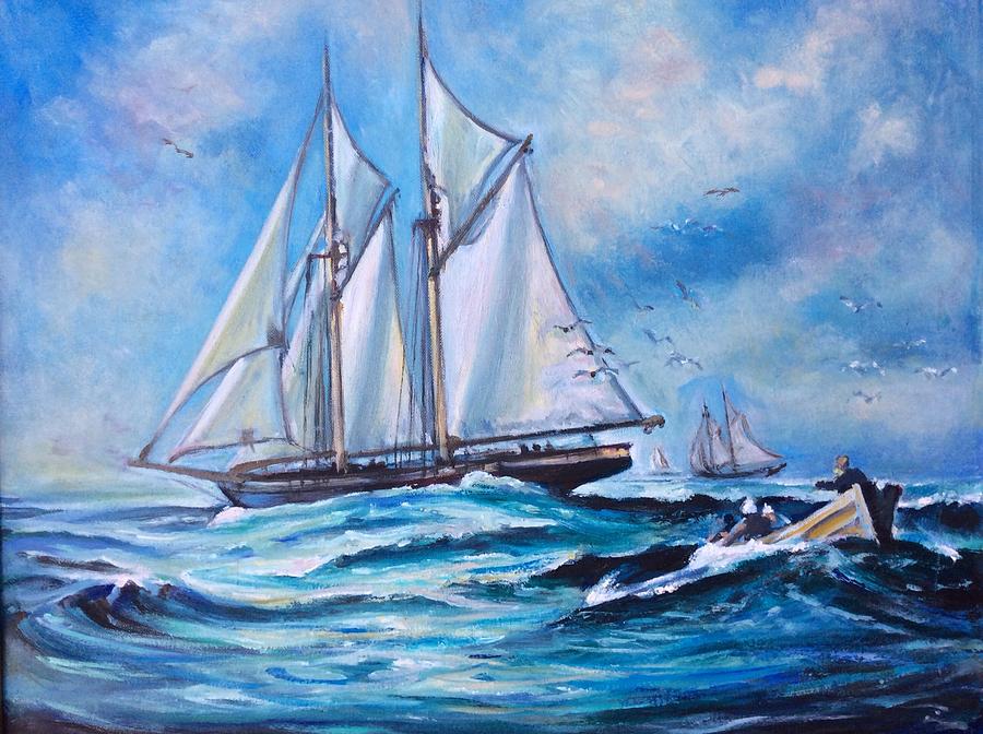 Whaling tall ships Painting by Philip Corley