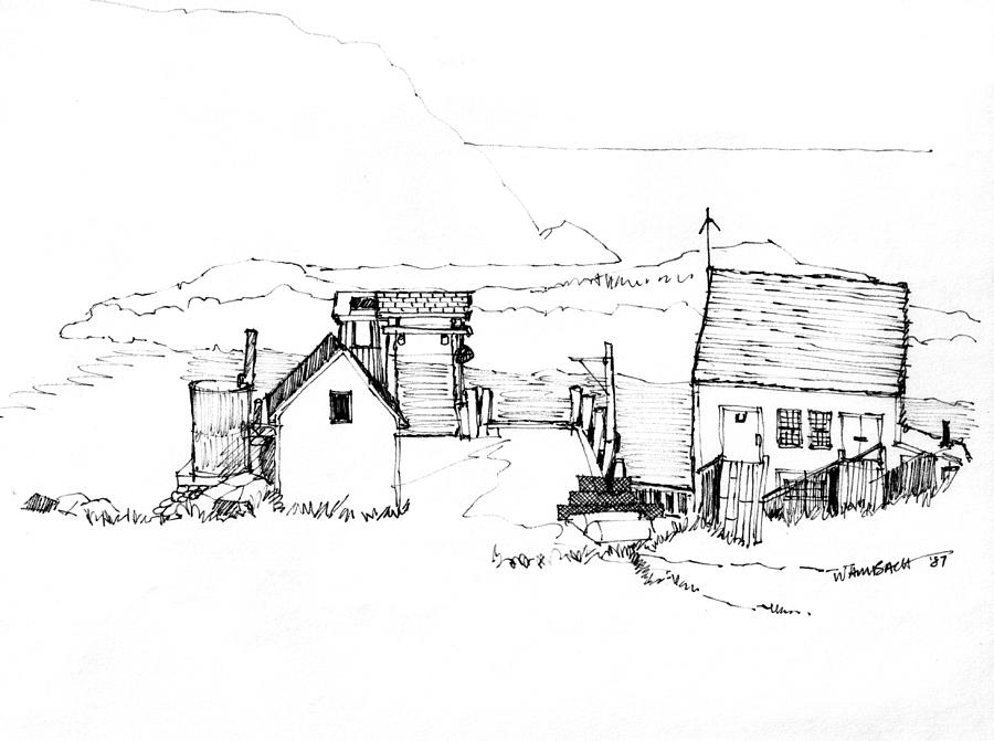 Wharf Monhegan Island 1987 Drawing by Richard Wambach