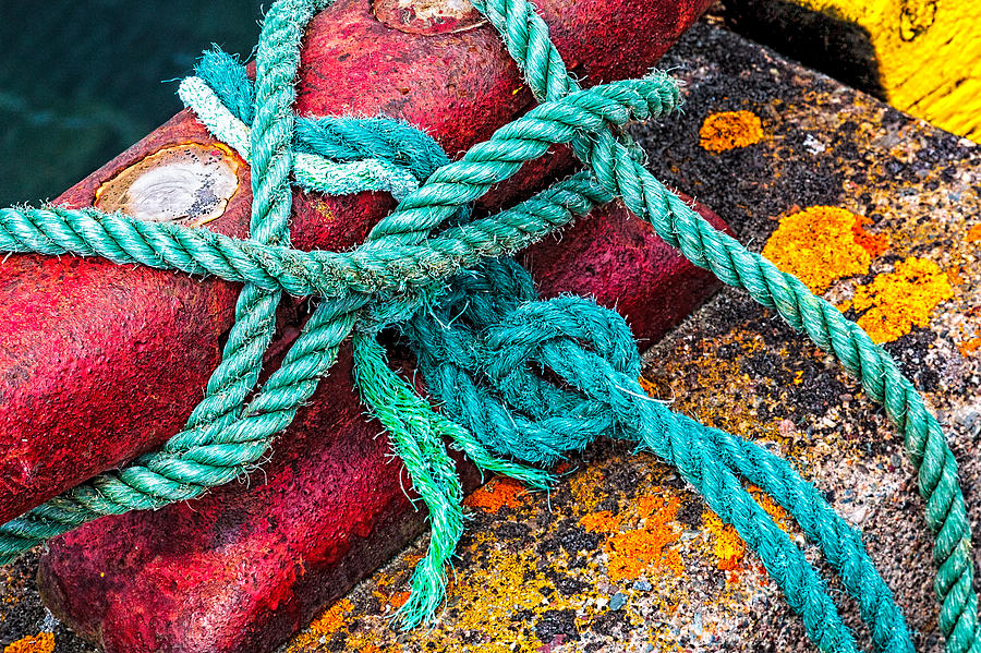 Wharf Tie Cleat With Rope Photograph by Perla Copernik