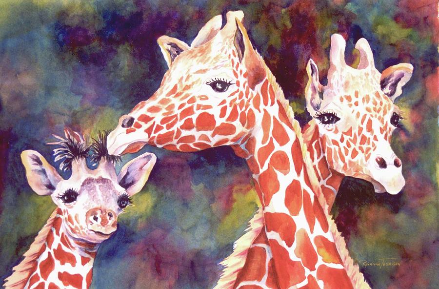 Whats Up Dad - Giraffes Painting by Roxanne Tobaison