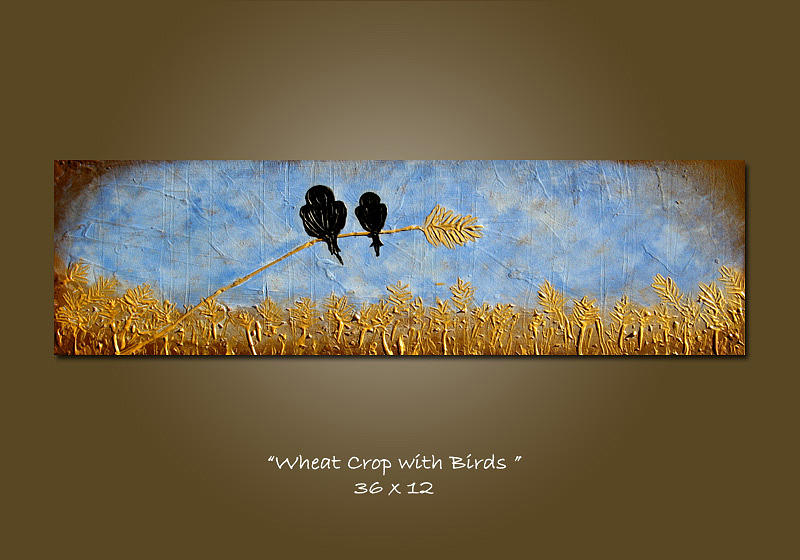 Bird Painting - Wheat Crop with Birds by Shanna Daley