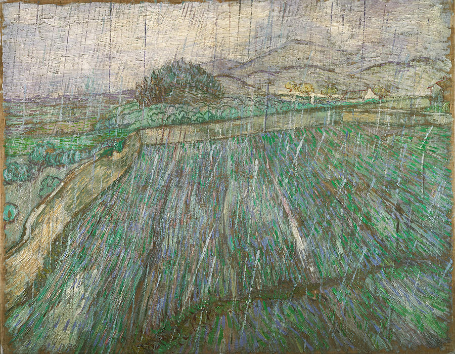 Wheat Field In Rain Painting by Vincent Van Gogh