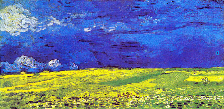 Wheat field under a stormy sky Digital Art by Vincent Van Gogh