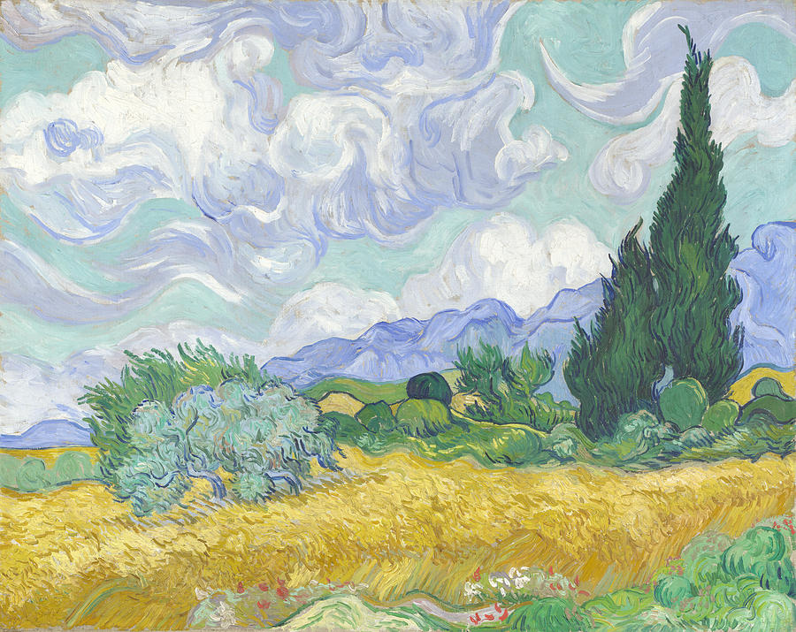Vincent Van Gogh Digital Art - Wheat Field with Cypresses #3 by Georgia Clare