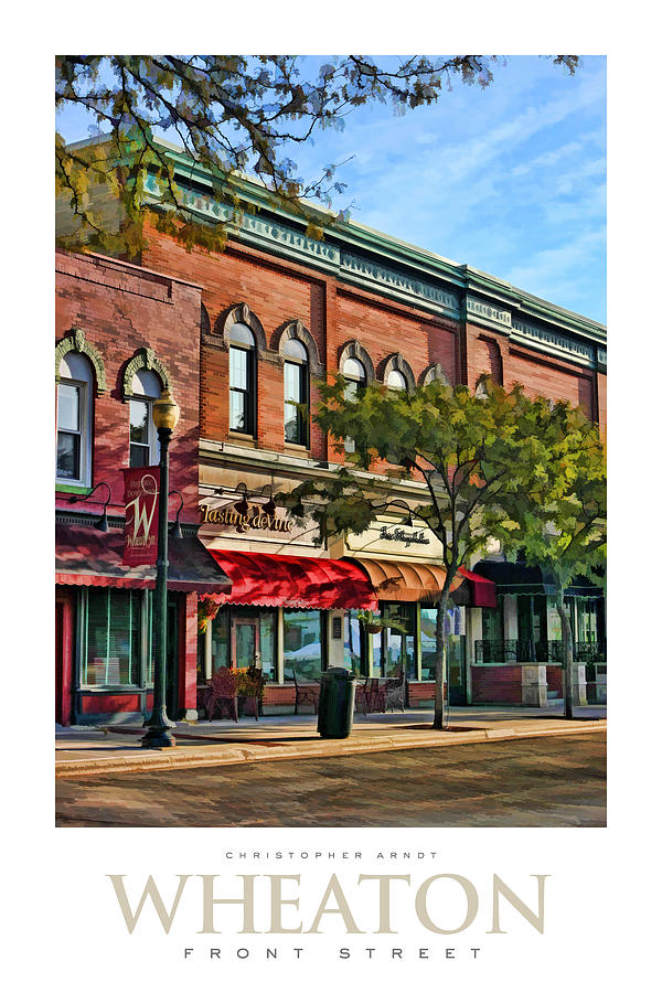 Wheaton Front Street Stores Poster Painting by Christopher Arndt