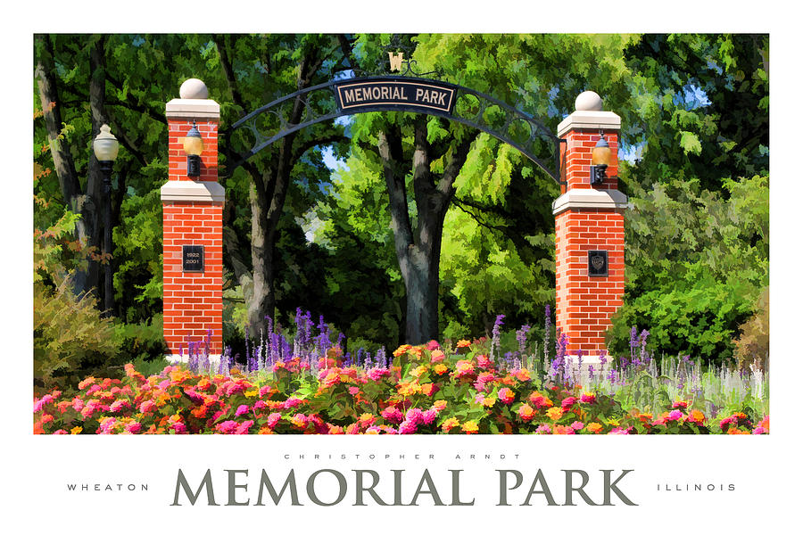 Flower Painting - Wheaton Memorial Park Poster by Christopher Arndt
