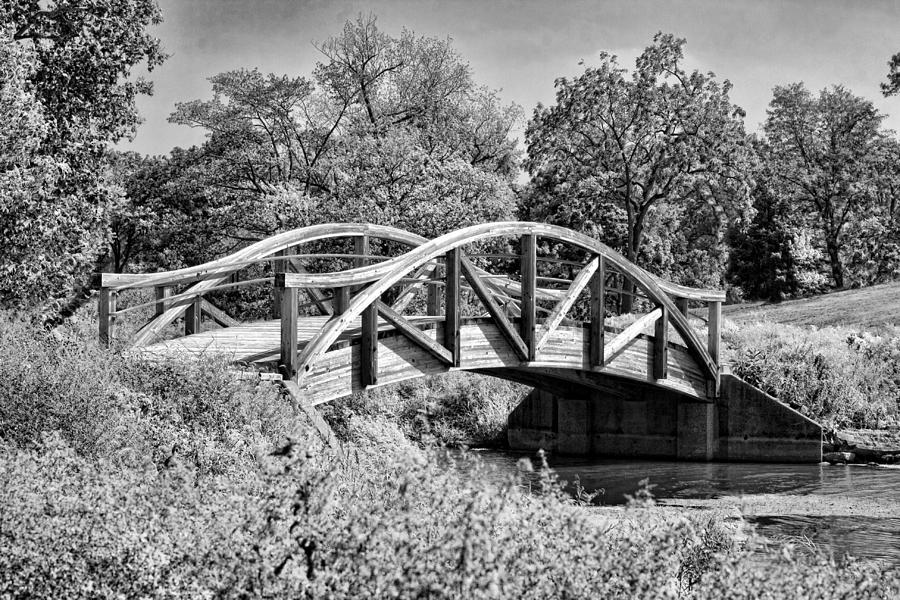 Wheaton Northside Park Bridge Black and White Photograph by Christopher Arndt
