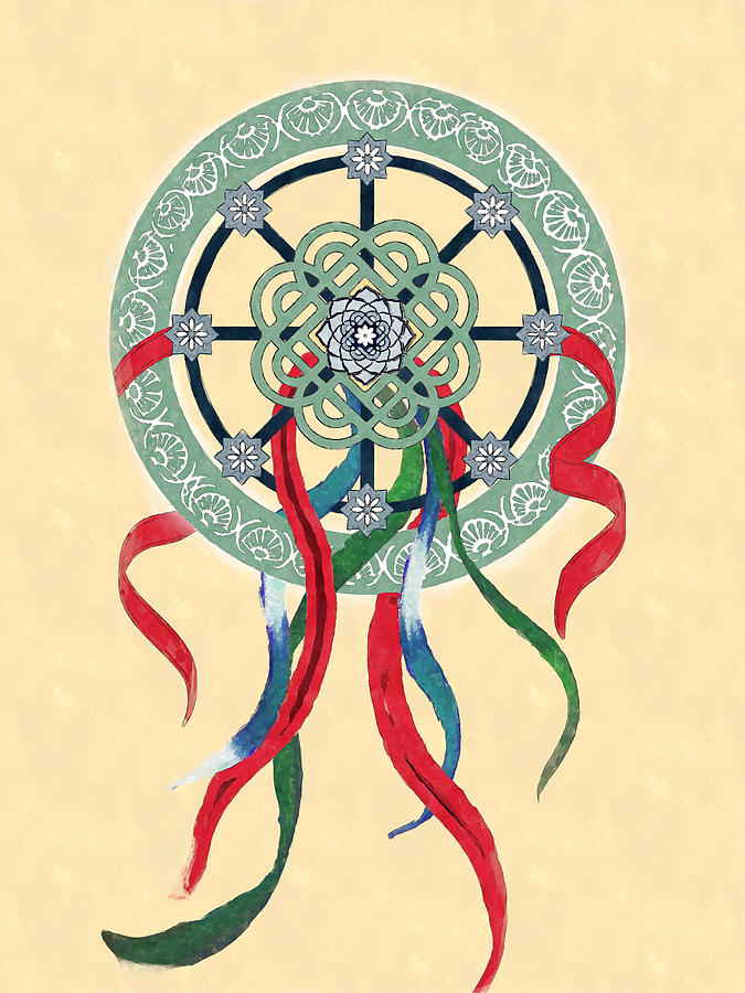 Wheel Mandala with Ribbons Digital Art by Deborah Smith