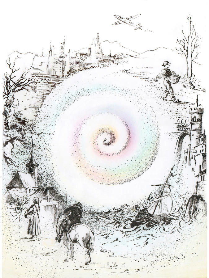 Wheel of Reincarnation Drawing by Anna Ewa Miarczynska