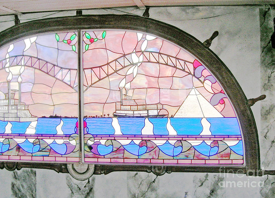 Memphis Riverboats Wheel Painted Around Stern Window Painting by Lizi Beard-Ward