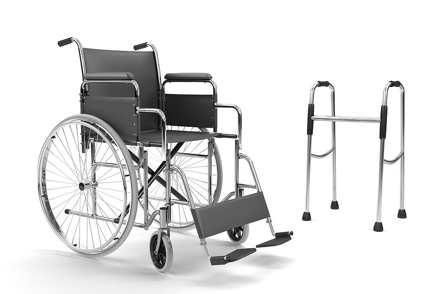 Wheelchair and Walker on White Background (XXXL) Photograph by 26iso