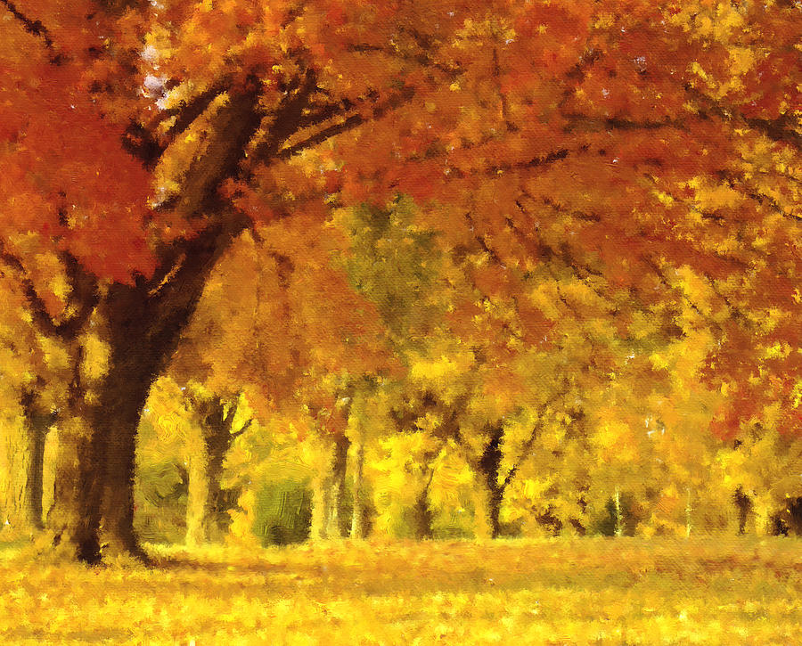 Impressionism Mixed Media - When Autumn Leaves Fall by Georgiana Romanovna