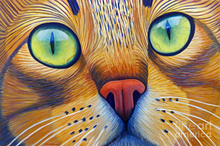 Cat Painting - When Bells Ring by Brian  Commerford