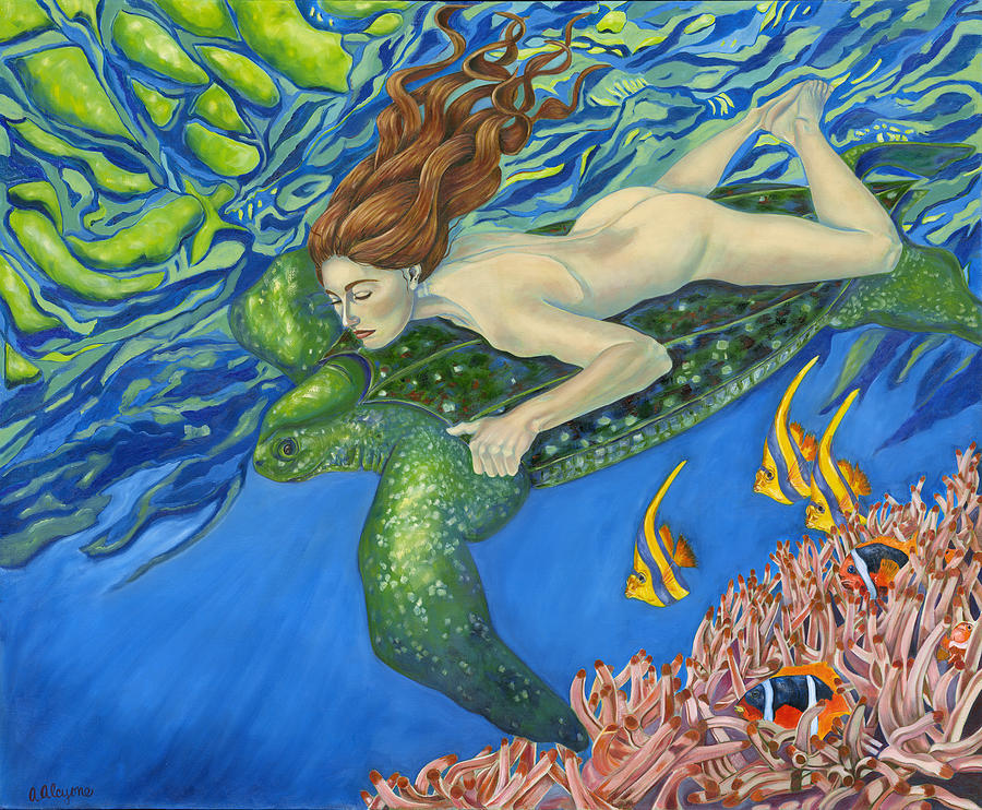 Turtle Painting - When Grandmother Turtle Dreamed Me by Artimis Alcyone Turtle Painting - When Grandmother Turtle Dreamed Me by Artimis Alcyone