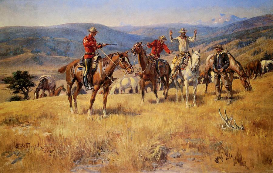 Horse Painting - When Law dulls The Edge of Chance by Charles M Russell