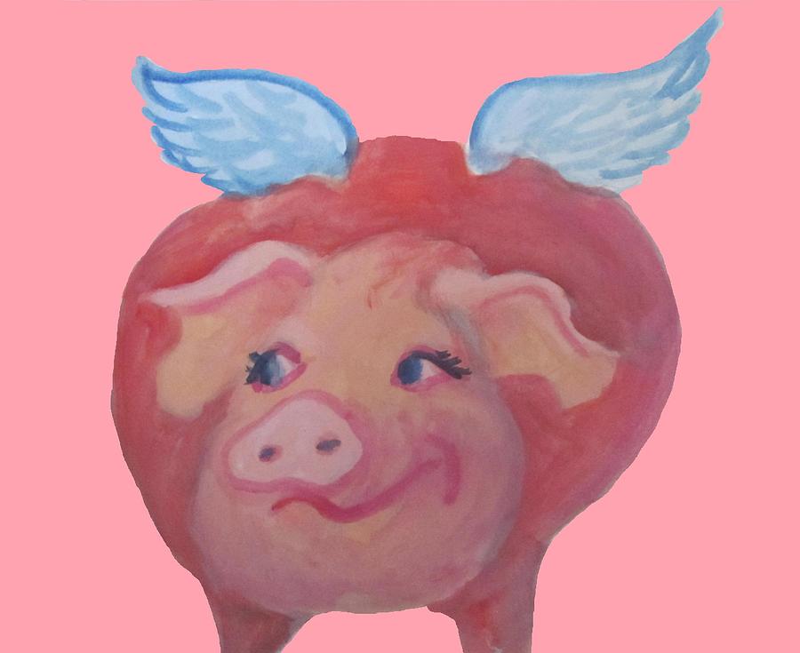 Flying Pig Painting - When Pigs Fly by Cherie Sexsmith