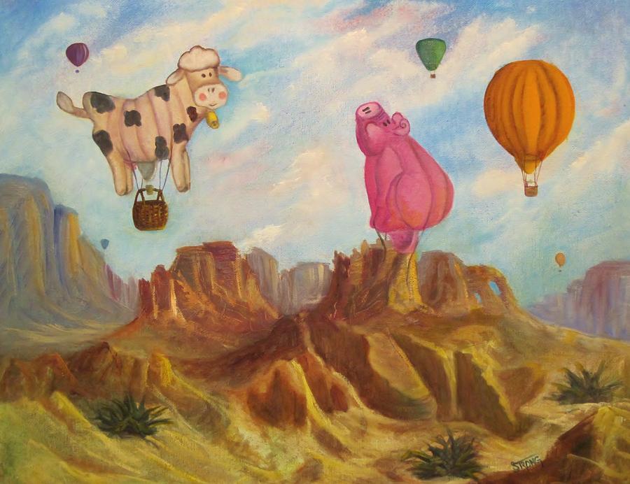 When Pigs Fly Painting by Sherry Strong