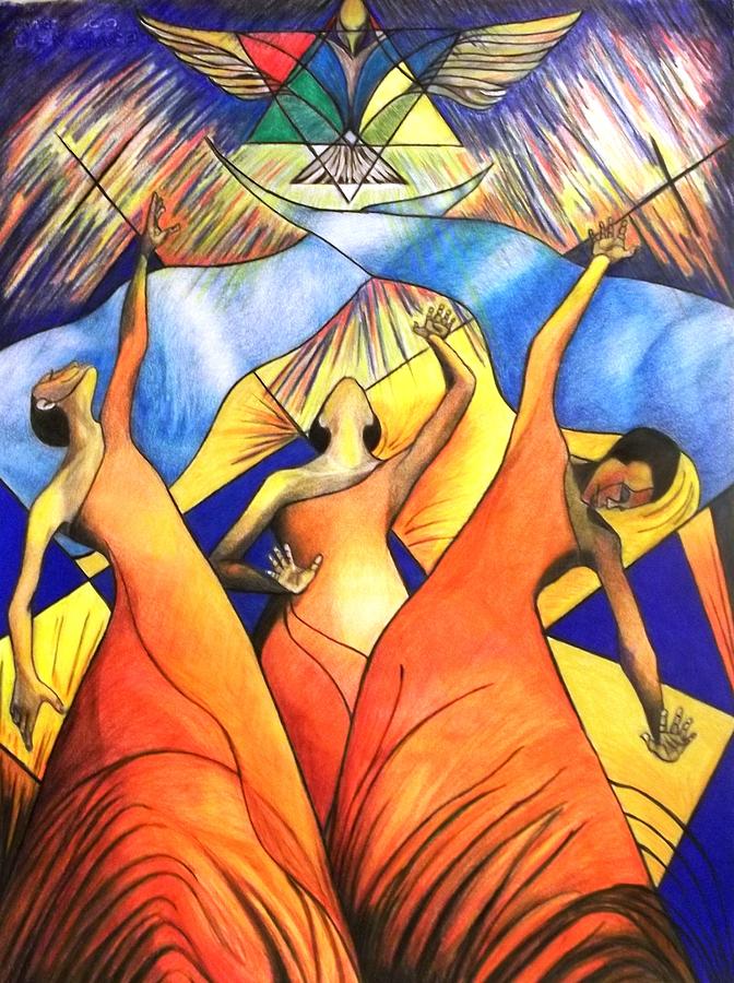 Spiritual Drawing - When the Praises go Up by Joyce McEwen Crawford Spiritual Drawing - When the Praises go Up by Joyce McEwen Crawford
