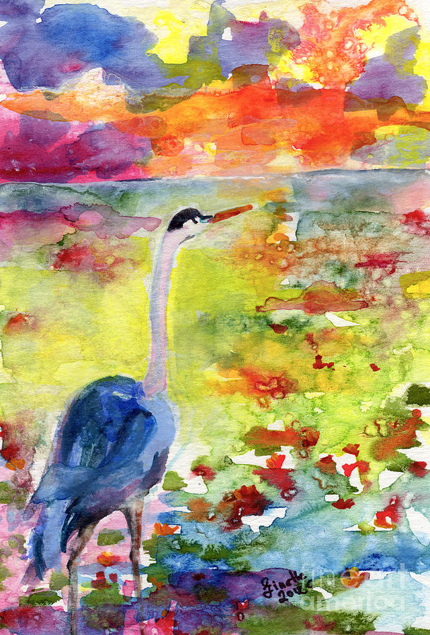 Where Blue Herons Dream Painting by Ginette Callaway