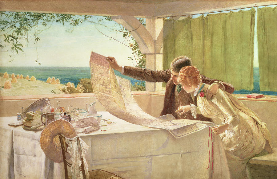 Map Painting - Where Next by Edward Frederick Brewtnall