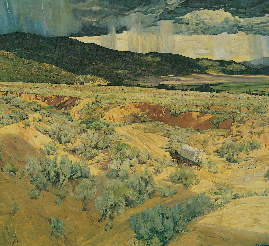 Walter Ufer Painting - Where the Desert Meete the Mountain by Walter Ufer