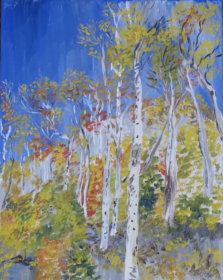 Tree Painting - Wheres Your Aspen? by Karen Mary Castranova