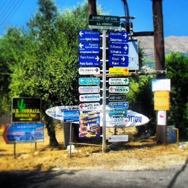 Sign Photograph - Which Way To Go?
#zante #greece by Mark Roberts