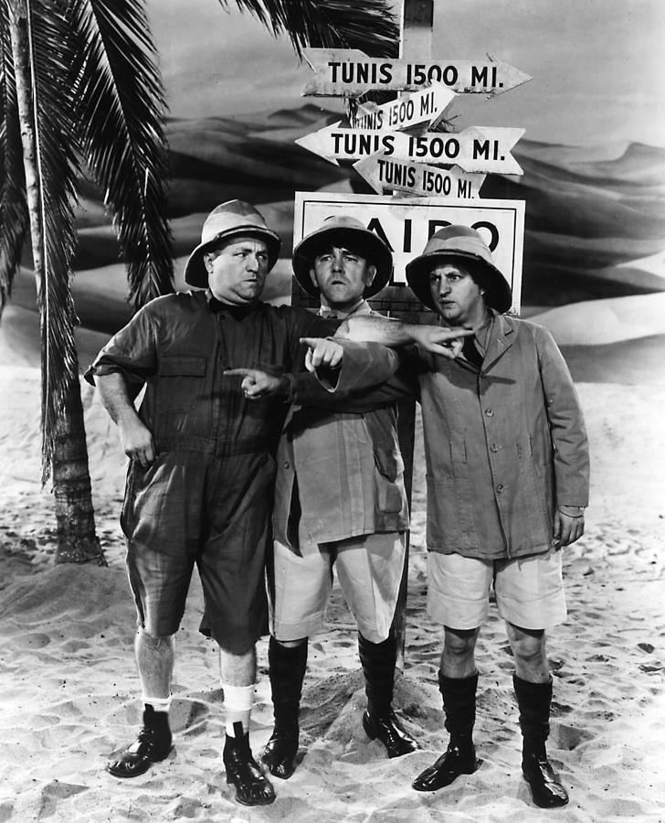 Vintage Photograph - Which Way To Tunis? by The Three Stooges