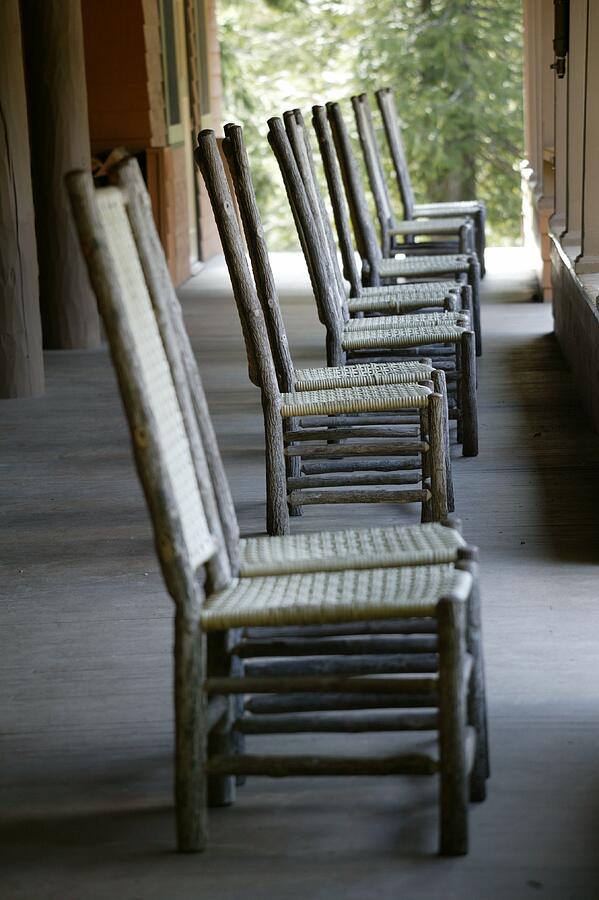 Wicker Chairs Cabin Porch Photograph