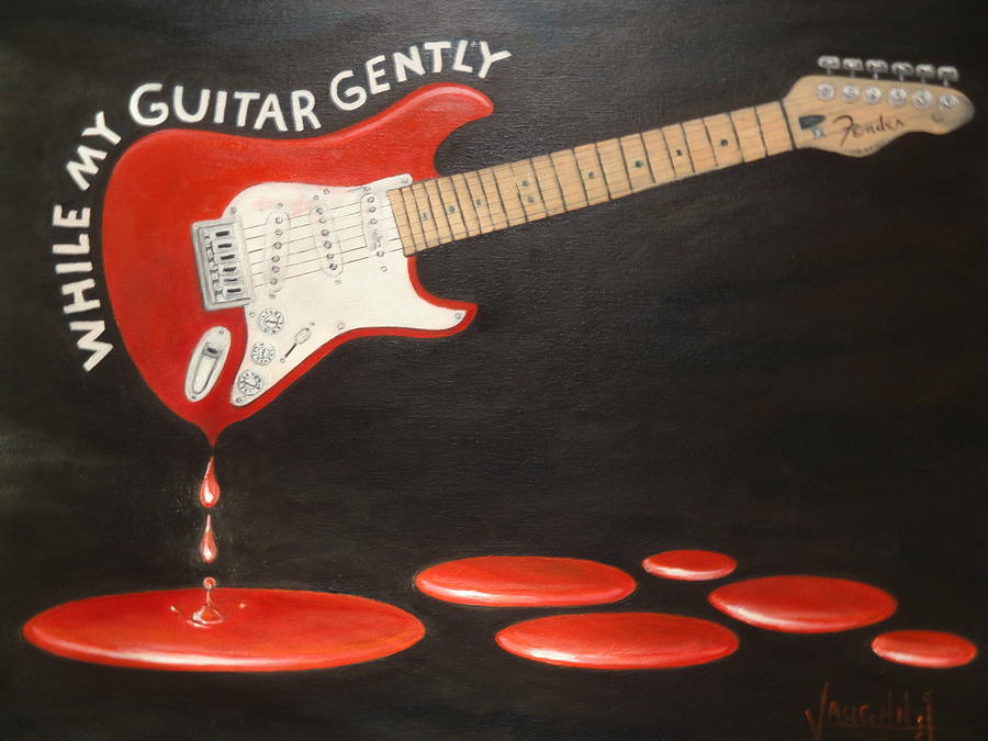 While My Guitar Gently Weeps Painting by Charles Vaughn