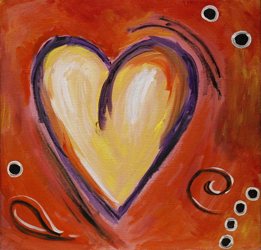 Whimsical  Abstract Art - With All My Heart Painting by Karyn Robinson