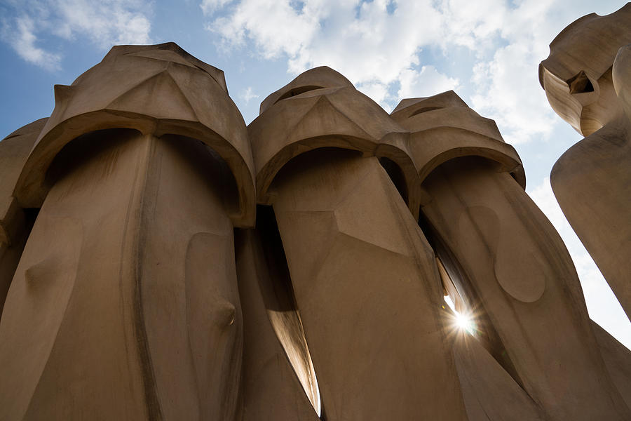 Whimsical Chimneys - Antoni Gaudi - La Pedrera - Barcelona - Spain Photograph by Georgia Mizuleva