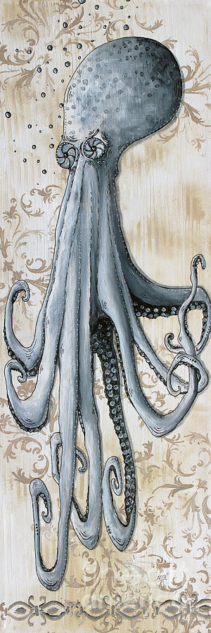 Whimsical Coastal Art Original Octopus Painting Depths of the Sea by Megan Painting by Megan Aroon