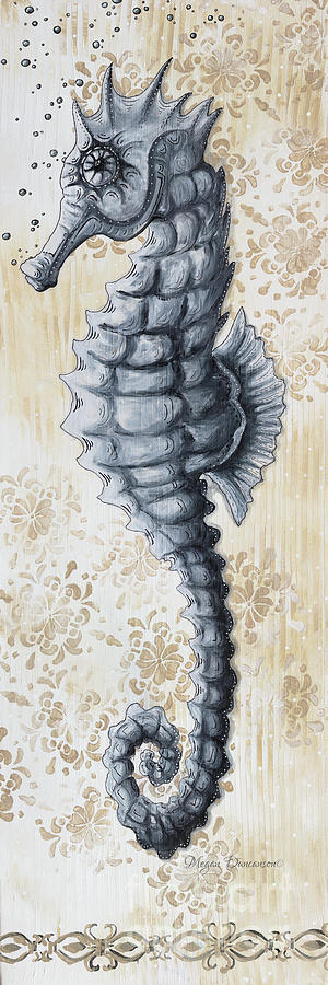 Seahorse Painting - Whimsical Coastal Art Original Sea Horse Painting Sea Fantasy by Megan by Megan Aroon