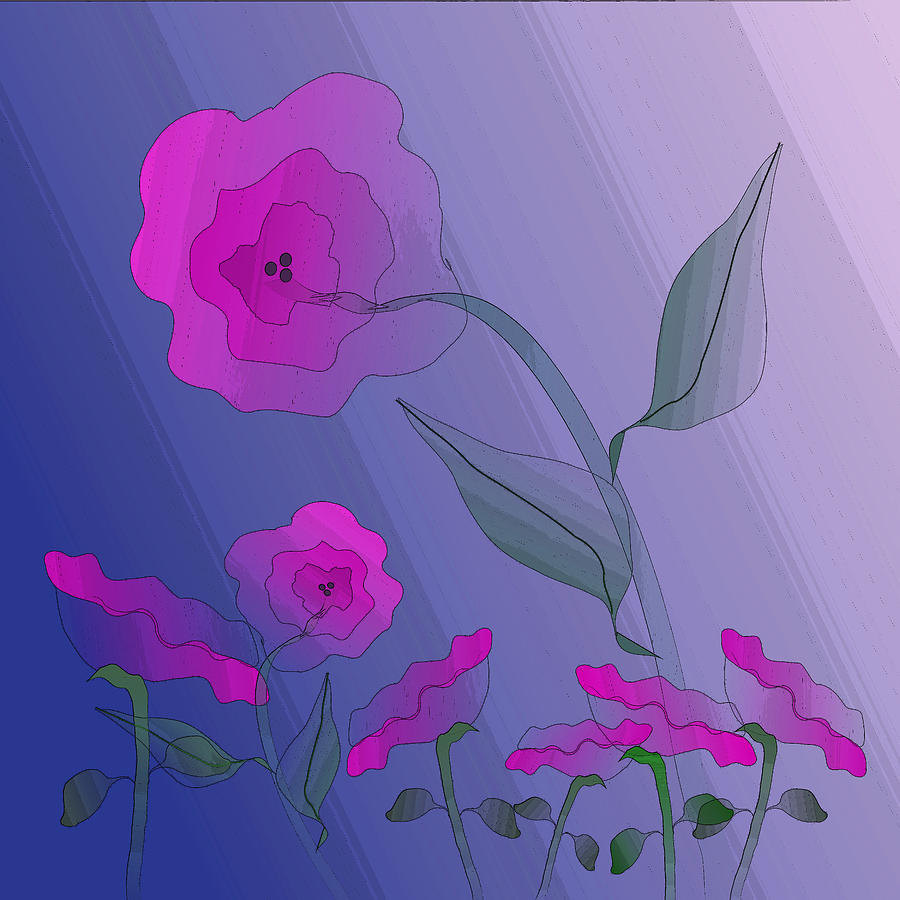Whimsical Floral Digital Art by Mary Bedy