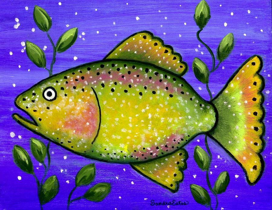Whimsical Folk Art Fish Painting by Sandra Estes