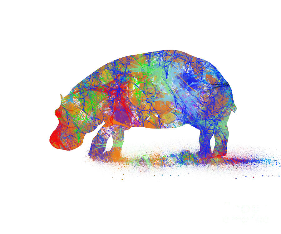 Whimsical Hippo Digital Art by Trilby Cole