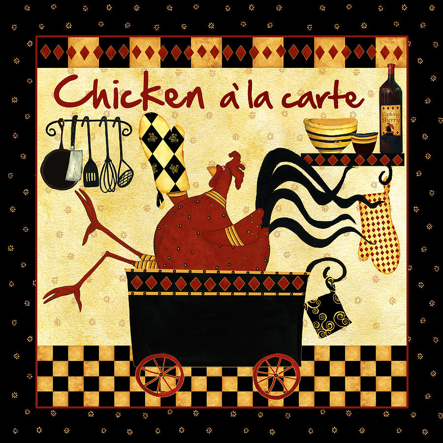 Chicken Painting - Chicken A La Carte by Debi Hubbs