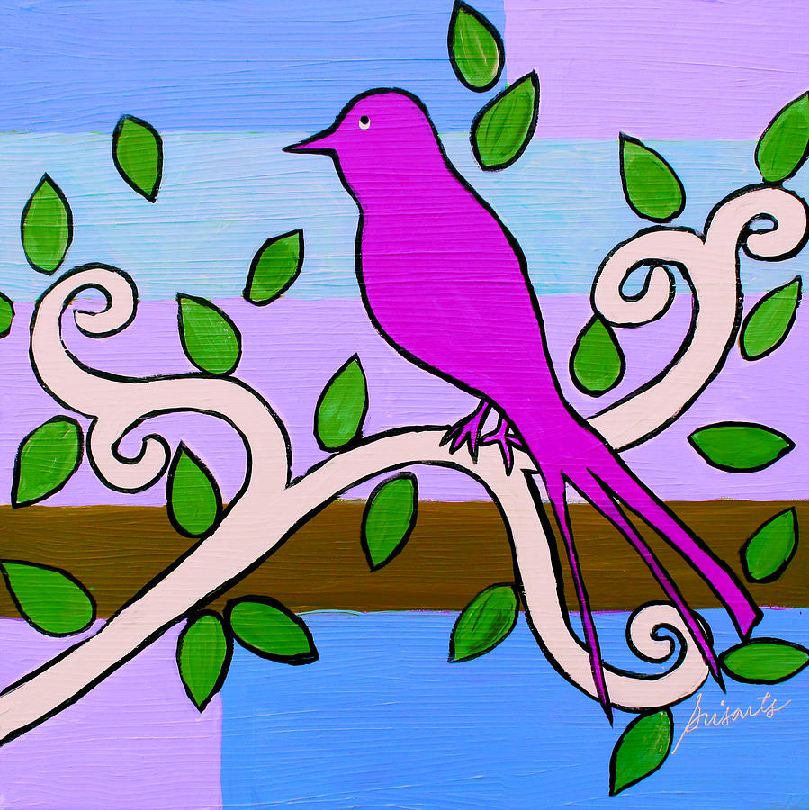 Whimsical Pink Bird Painting by Pristine Cartera Turkus