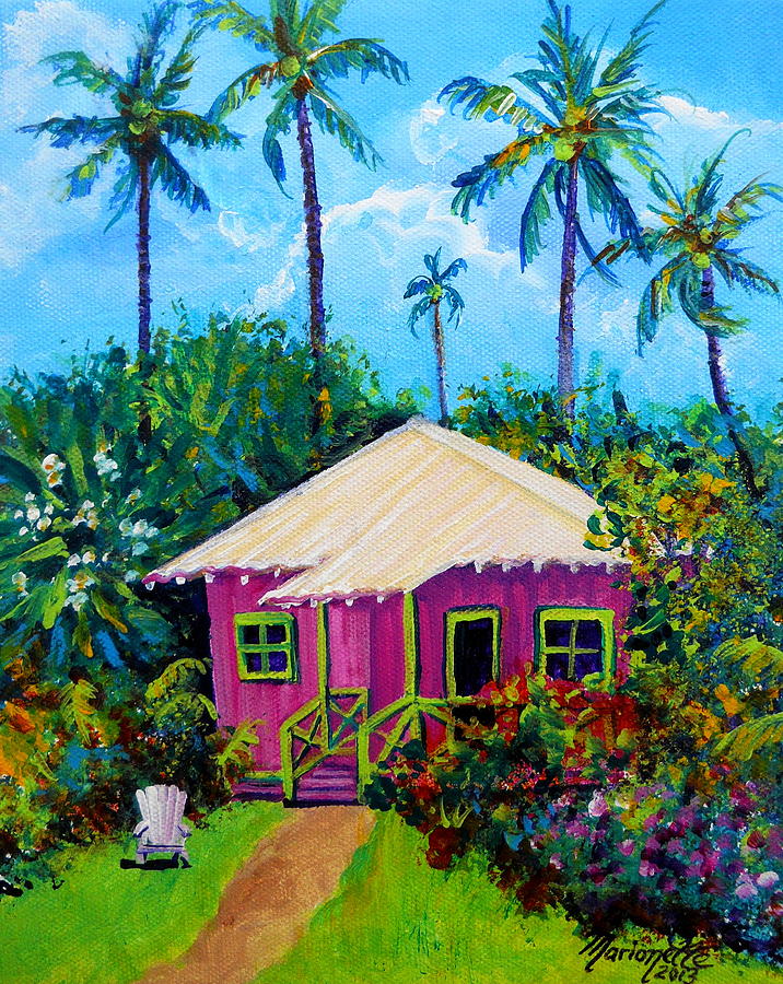 Whimsical Pink Cottage Painting by Marionette Taboniar