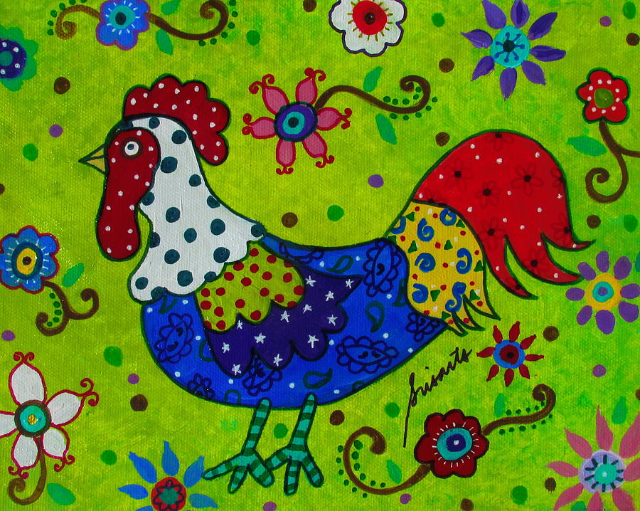 Rooster Painting - Whimsical Rooster by Pristine Cartera Turkus