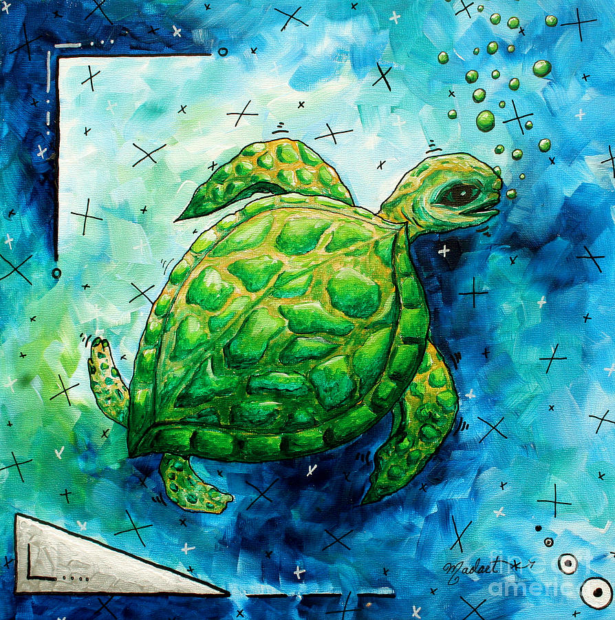 Turtle Painting - Whimsical Sea Turtle Original Painting by Megan Duncanson by Megan Duncanson