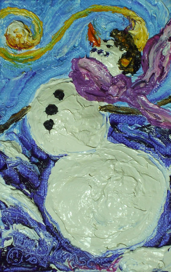 Whimsical Winter Snowman Painting by Paris Wyatt Llanso