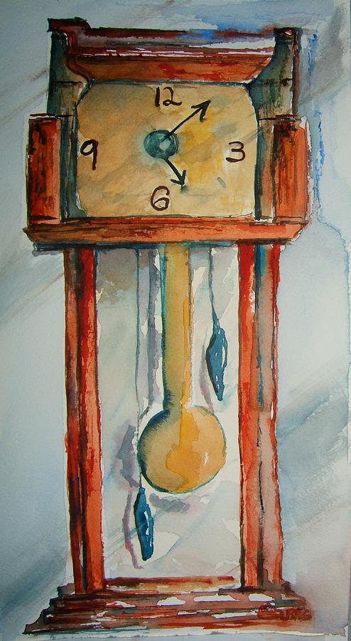 Whimsical Time Piece Painting by Elaine Duras