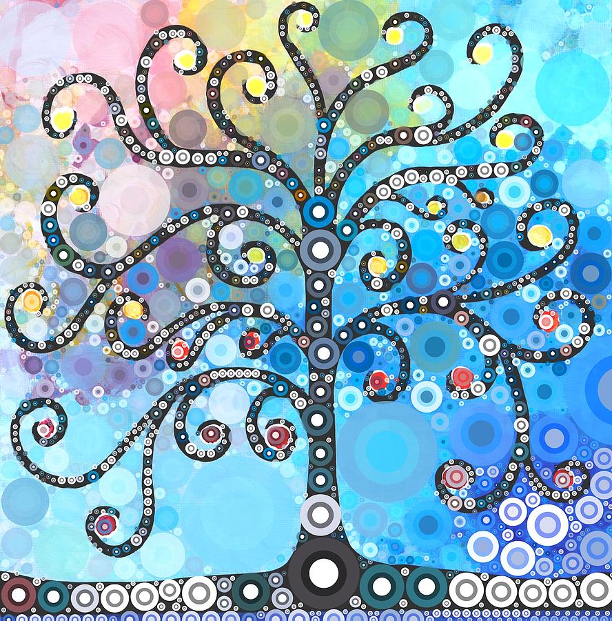 Abstract Digital Art - Whimsical Tree by Linda Bailey