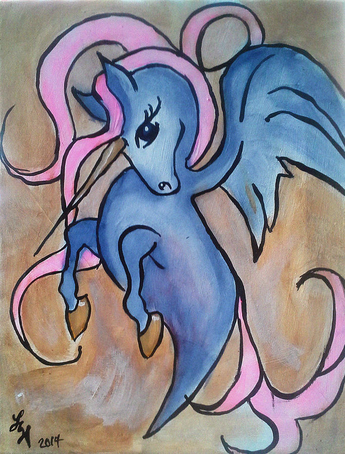 Whimsical Unicorn Painting by Loretta Nash