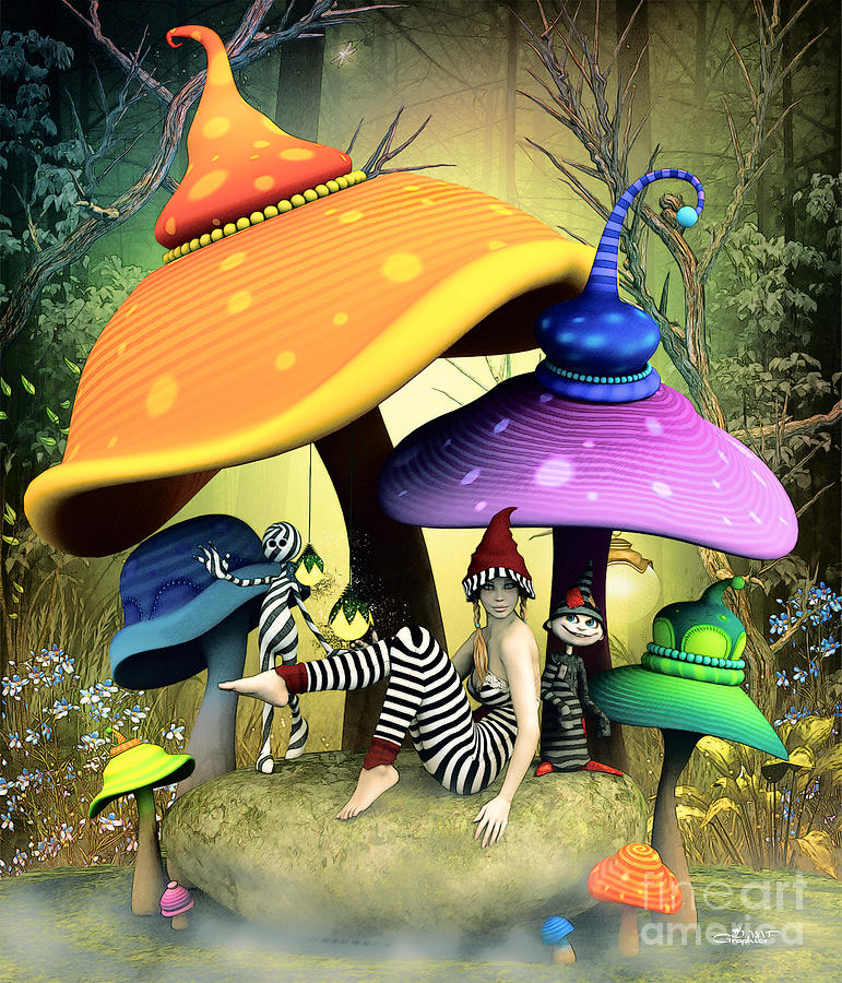 Mushroom Digital Art - Whimsical Wonderland by Jutta Maria Pusl