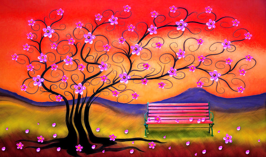 Whimsy Cherry Blossom Tree-1 Digital Art by Nina Bradica