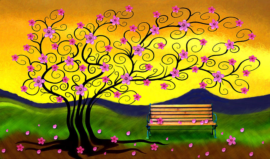 Whimsy Cherry Blossom Tree-2 Digital Art by Nina Bradica